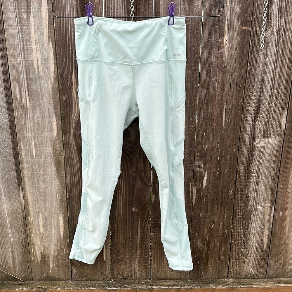 Rbx HIGH RISE Mesh Cut Out, Cropped Athletic Leggings Size Small, Color Mint